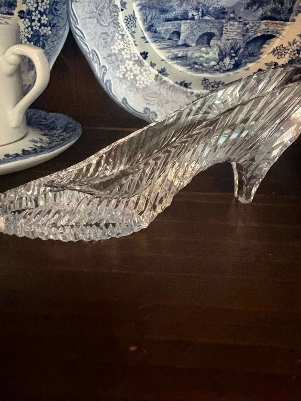 Clear Textured Glass slipper Irish crystal